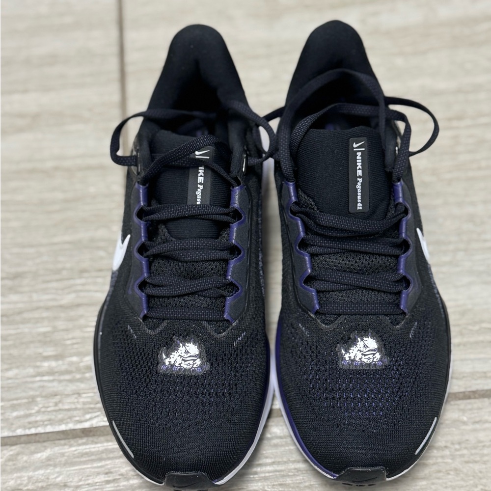 TCU Nike Black Sneakers with Purple Highlights